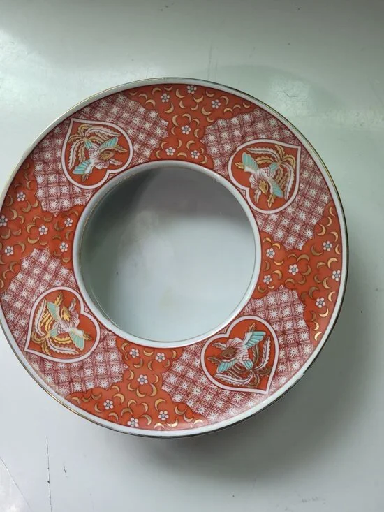 The Toscany Collection Arita Japan Porcelain Bowl Ashtray Red Gold Phoenix Desig - Picture 9 of 13